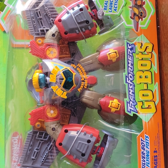 Rare Transformer Go-Bots Silver-Bot Flying Fists launching action Playskool New - Picture 1 of 10